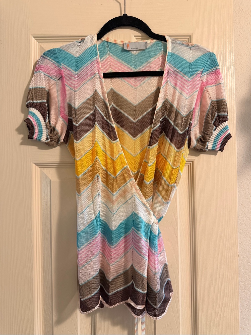 Missoni Multicolor Chevron Wrap Knit Top